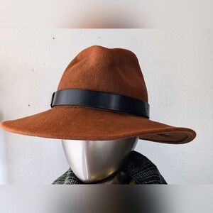 All Saints logo wool felt fedora hat in rust